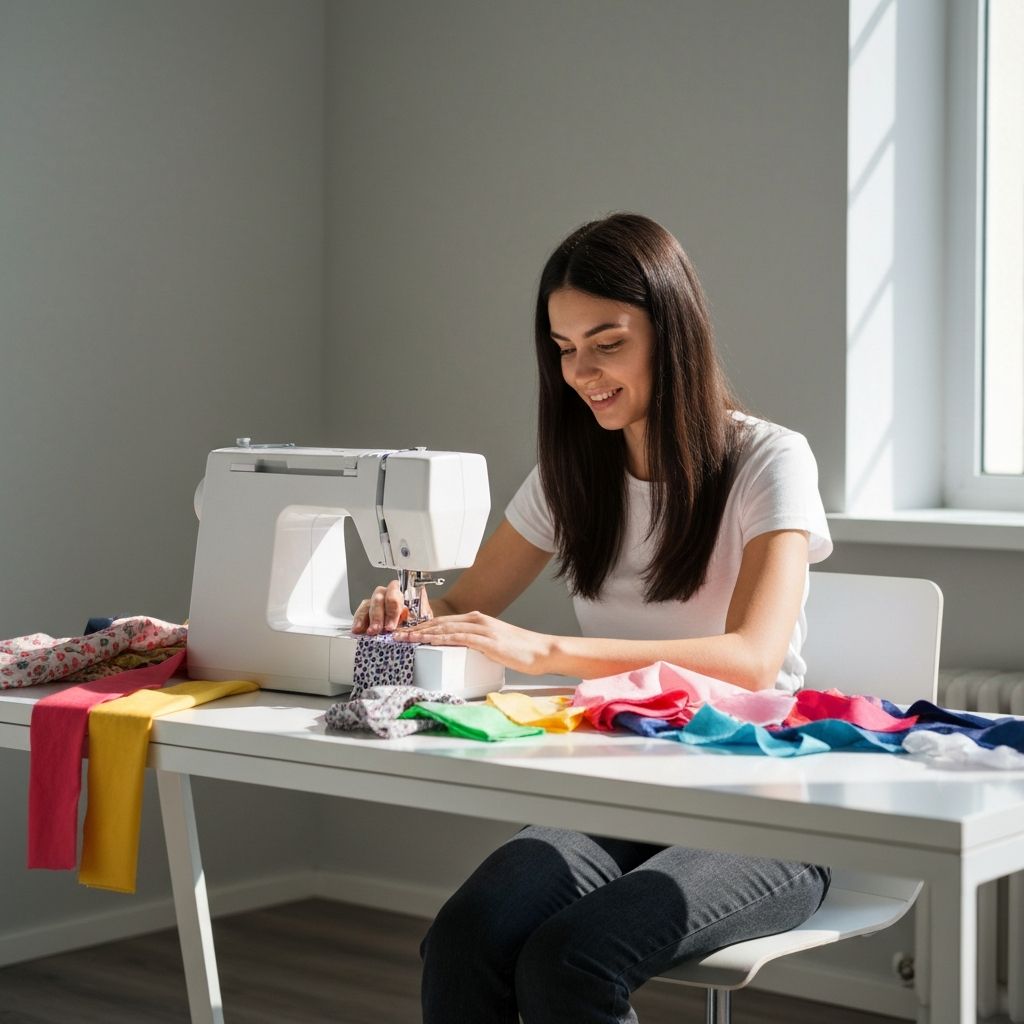 Person learning to sew with Sewvibe